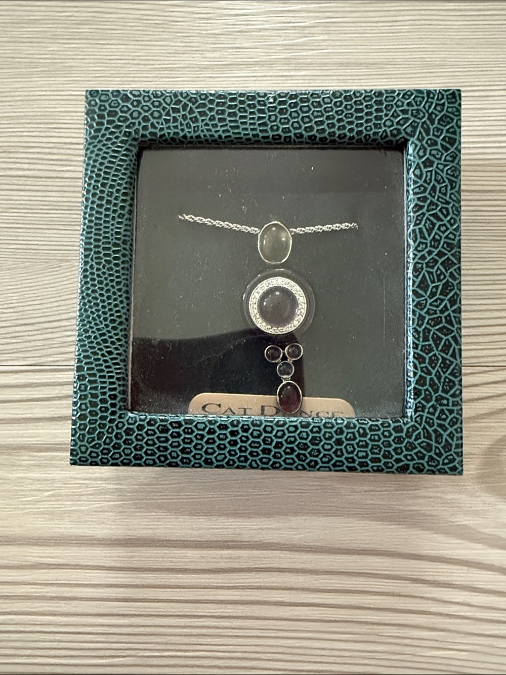 Sterling Silver Multi-Stone Pendant Necklace - Green and Black